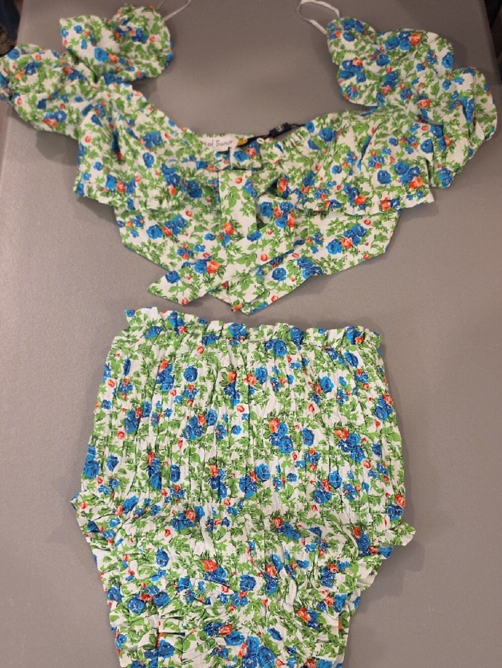 House of Sunny Green Floral matching Smocked Short Set size 2 new with tags - Picture 14 of 16